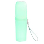 Suport cilindric periuta de dinti, pentru calatorie, culoare verde transparent